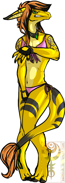 Policide's OC Reggy in a pink bikini