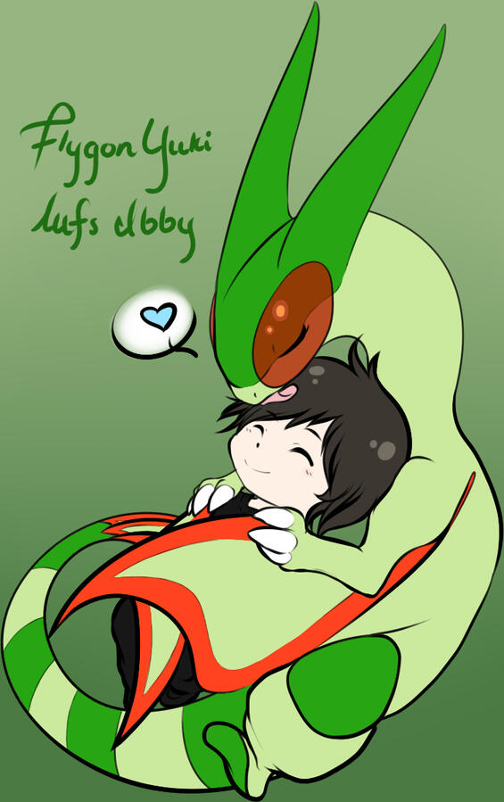 sketch of a flygon named after me giving Ghooostie a hug