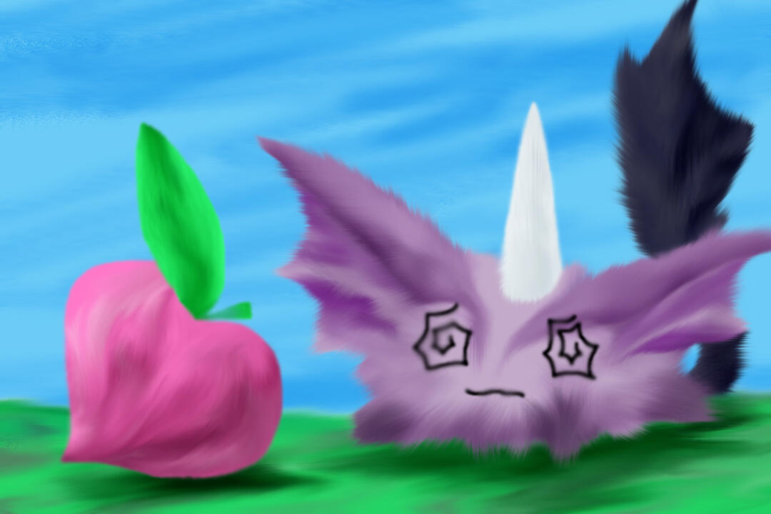 A random purple creature that fainted near a berry