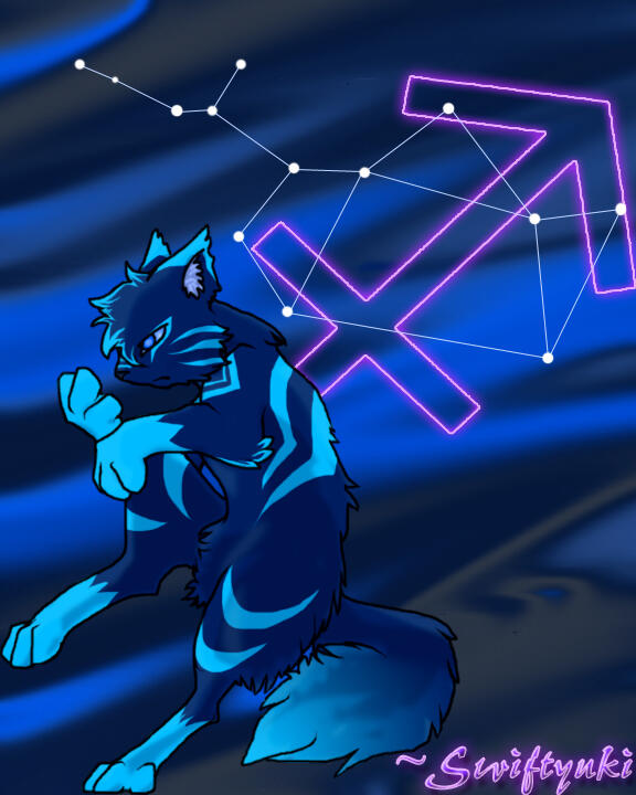 My fursona with my horoscope in the background