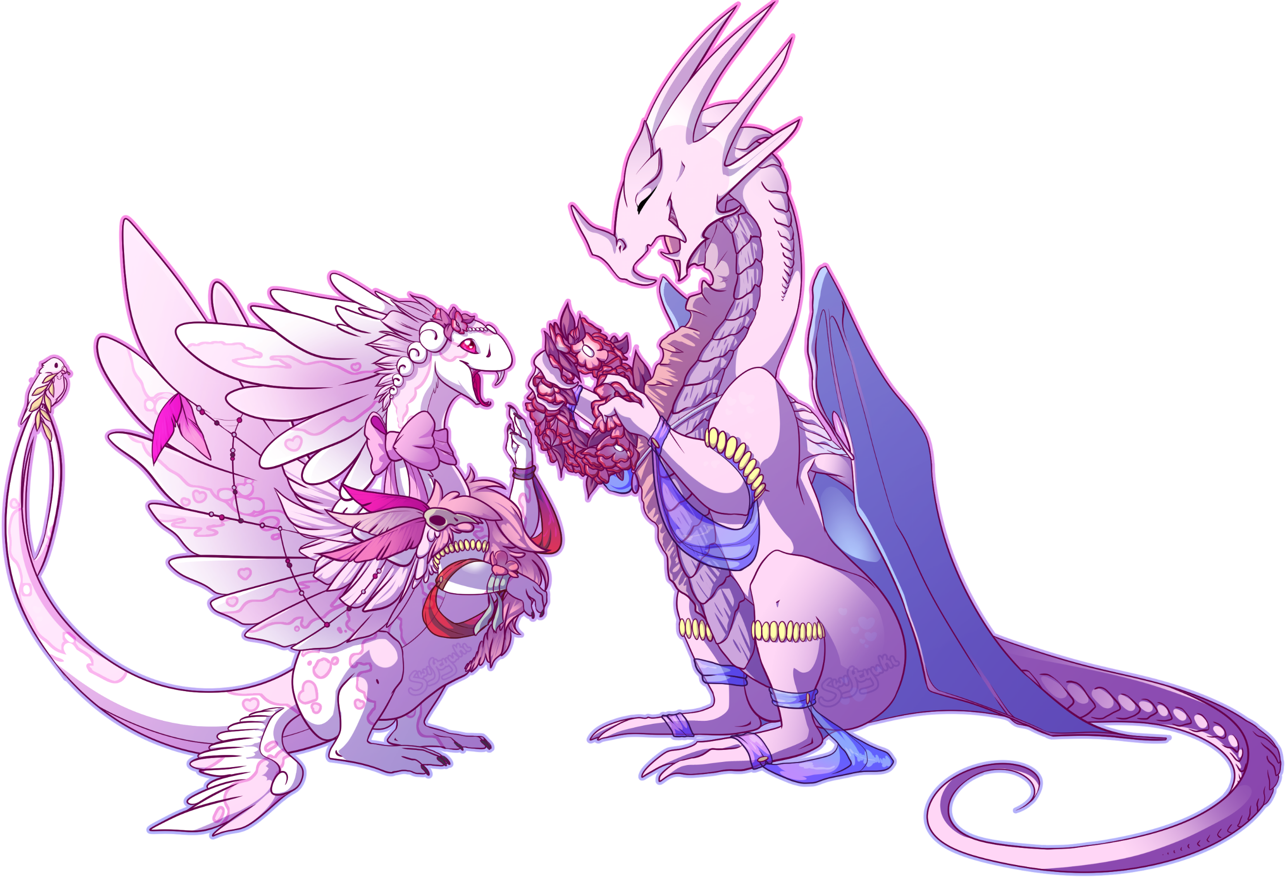 Commission for SterlingKato of their Coatl OC with my Nocturne OC