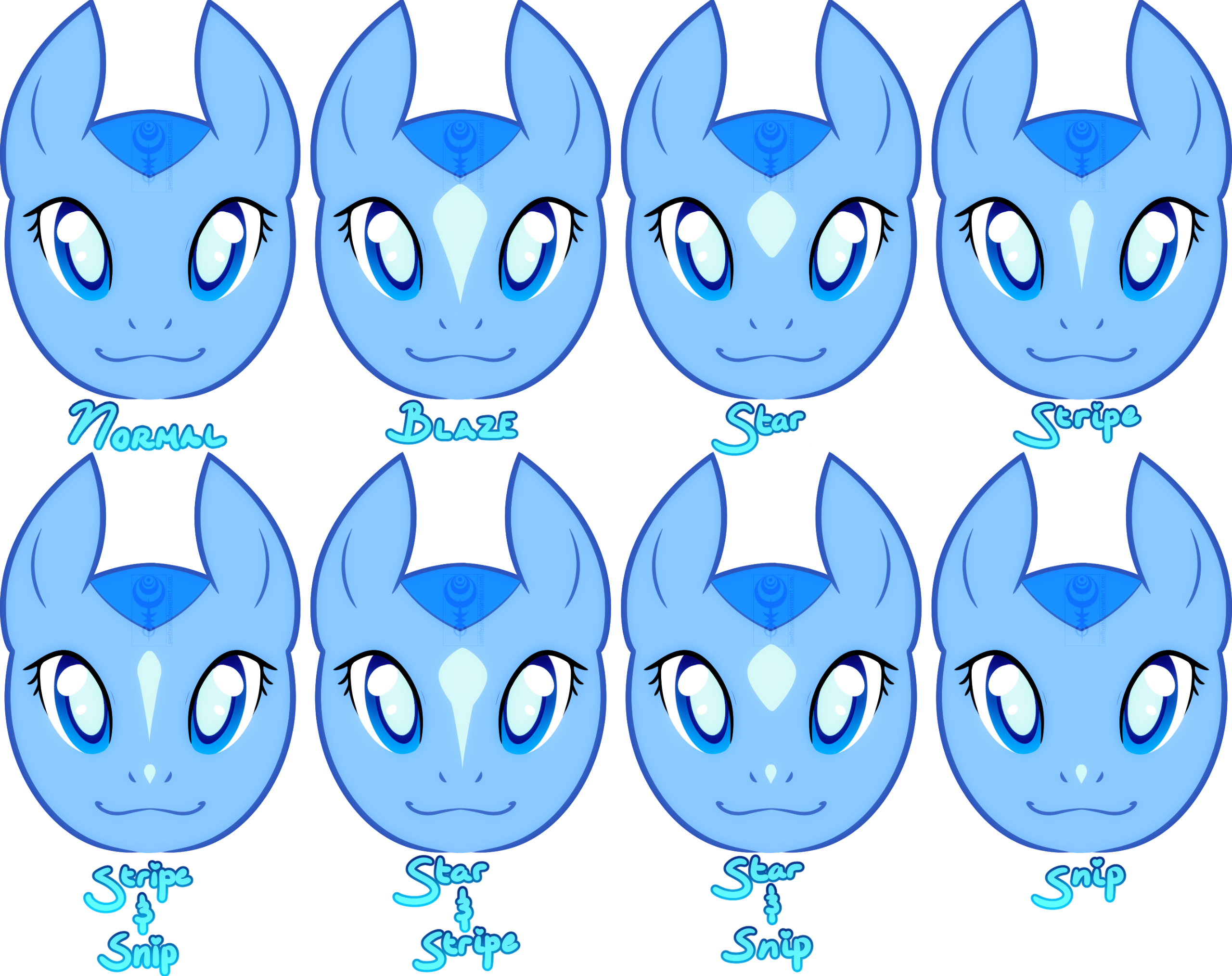 Variations of markings on Northwind's face