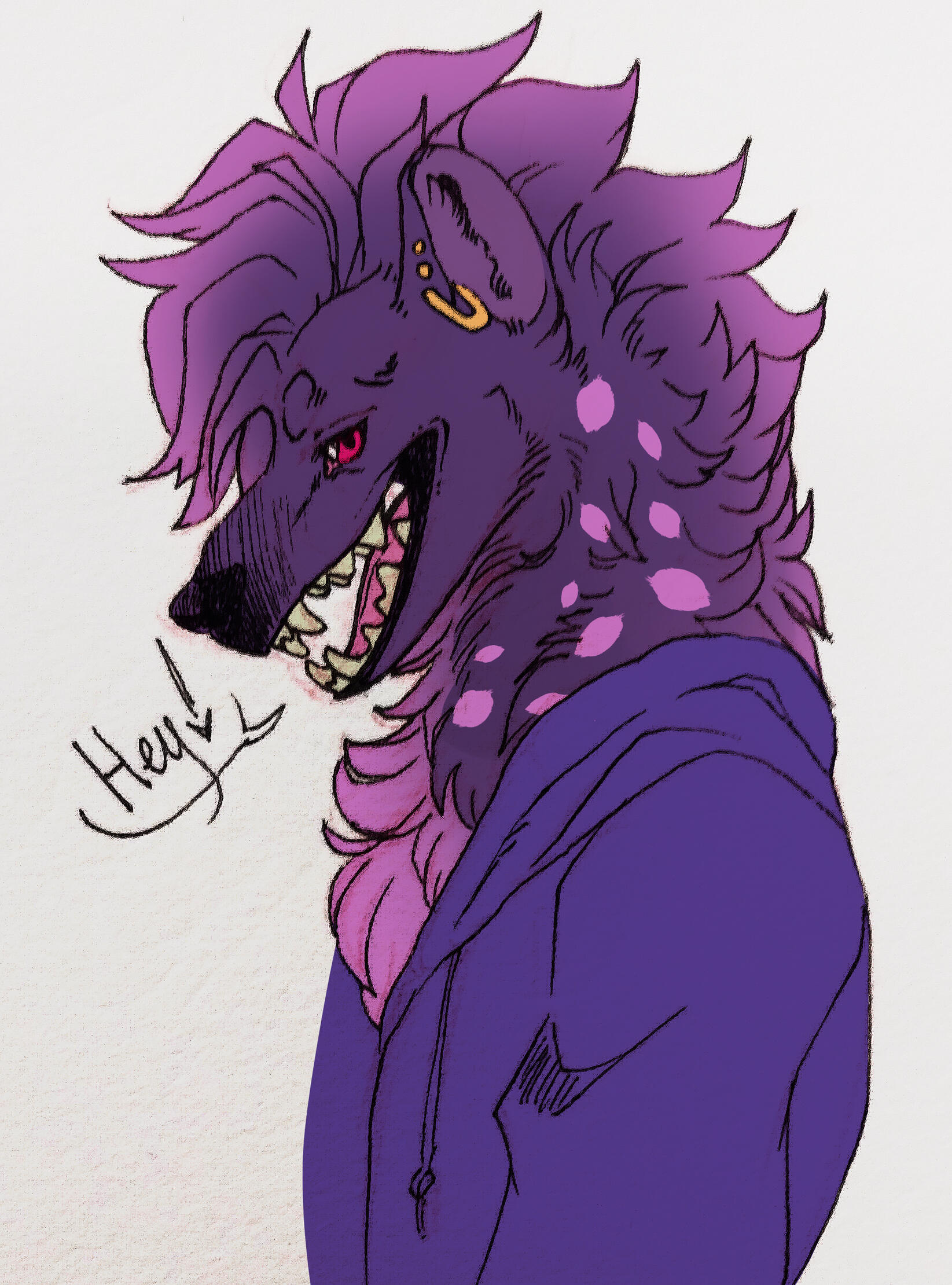 Sketch of someone's Hyena OC
