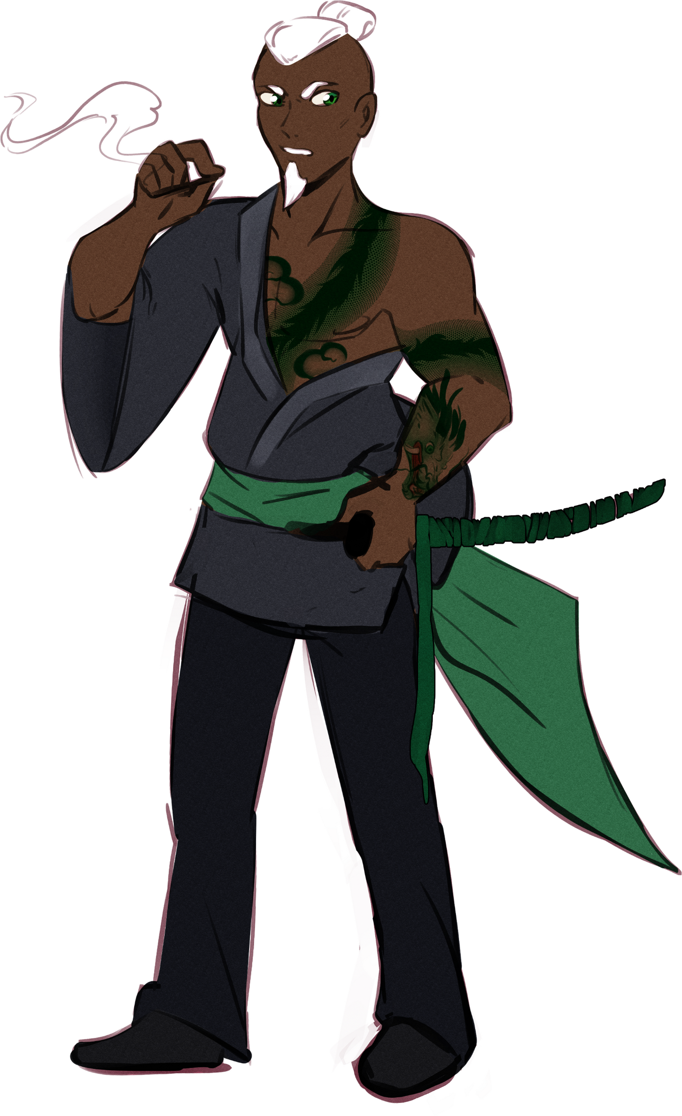Character concept for necrosomatic of a man known as the Dragonsong
