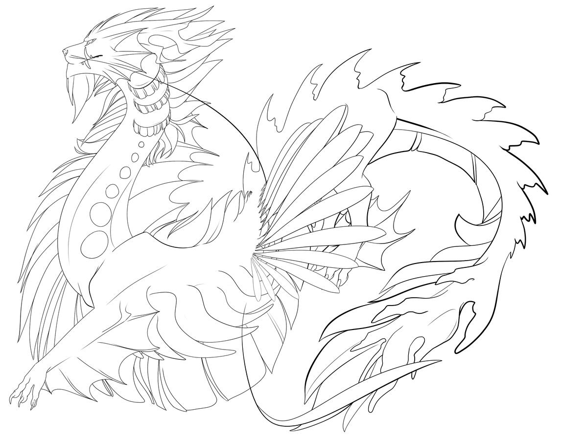 Linework of a wyrm