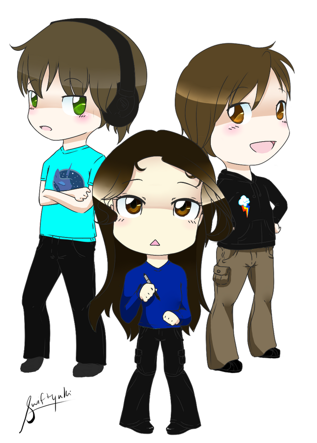 chibis of ghooostie, spiders, and me
