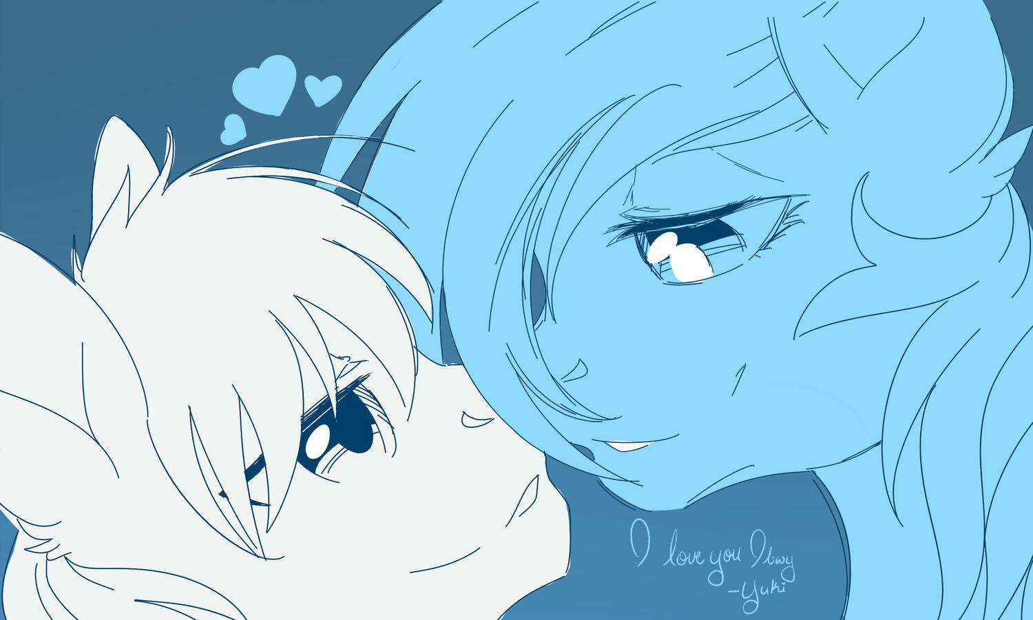 doodle of north and ibbypony