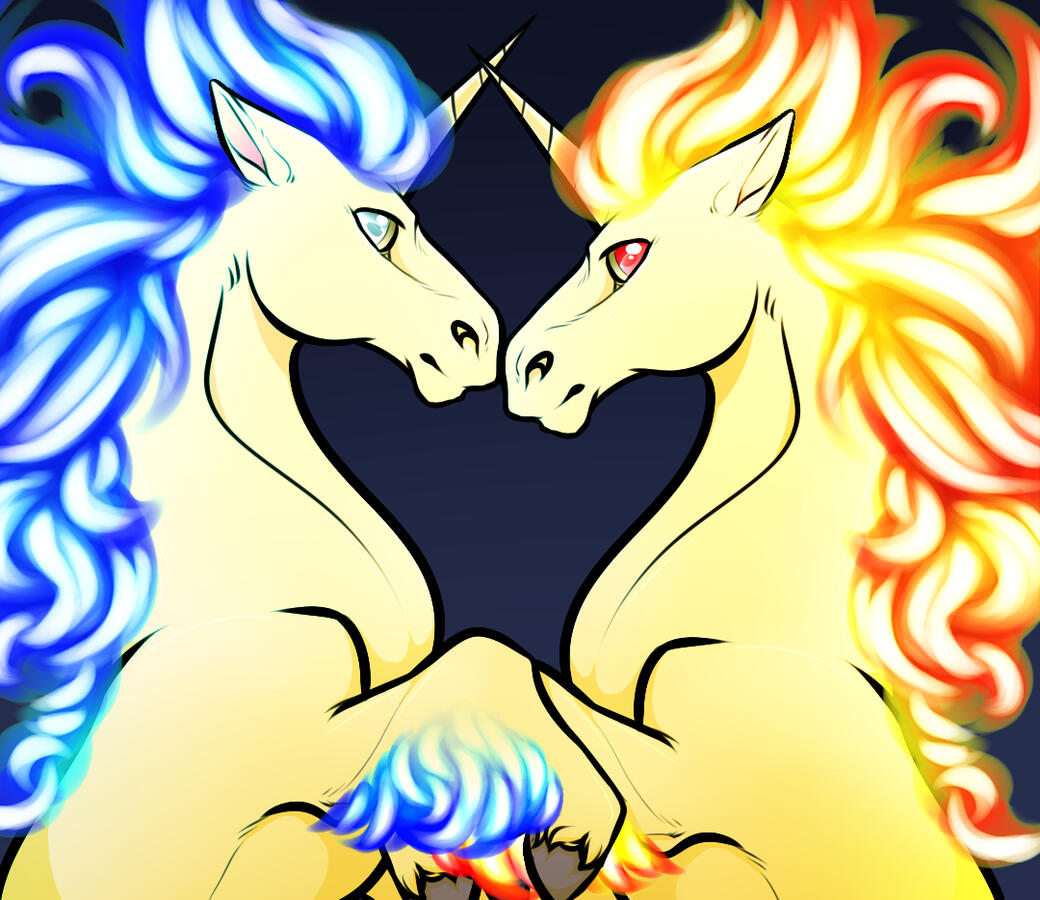 two rapidashes, one shiny